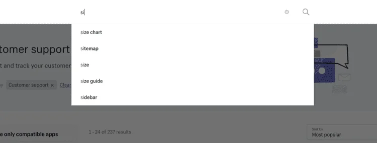 Shopify App Store Search Autocomplete