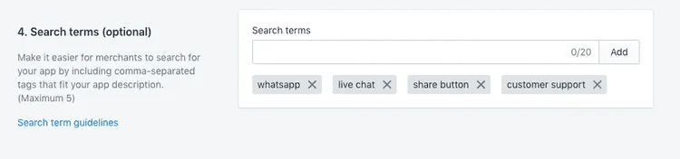 WhatsApp Chat Button store search terms